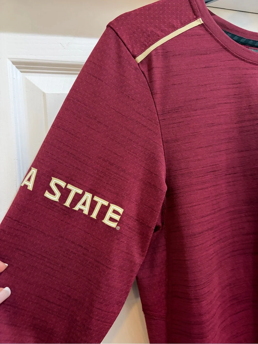 Nike Maroon and Gold Long Sleeve Performance Top
